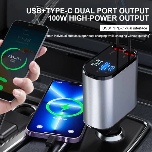 🎁Hot Sale 49% OFF⏳Fast Charge Retractable Car Charger